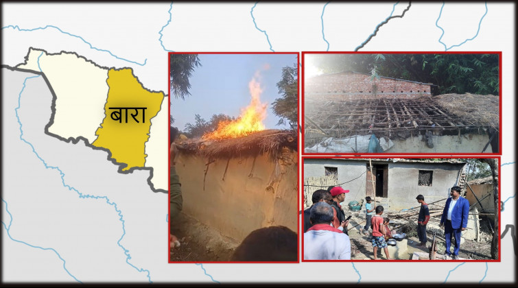 रहस्यमयि आगजनिले ५ घर ध्वस्त, गरिब परिवारको उठिबास